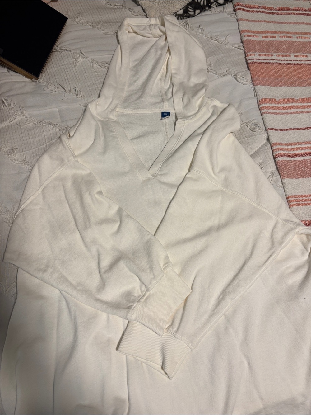 Old Navy Cream V-Neck Hooded Pullover